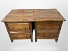 A pair of contemporary hardwood two drawer bedside chests,