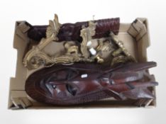 Two carved hardwood tribal masks,