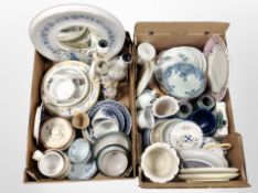 Two boxes of Danish ceramics including collector's plates, tea china, lamp bases,