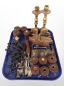 Assorted Danish collectables, rosewood and brass mounted desk tidy, cutlery,