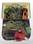 Two Action Men and a quantity of accessories.