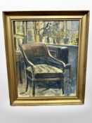 Danish school : Study of a chair, oil on canvas, 25cm x 30cm.