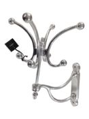 A Libra chromed metal hat and coat wall bracket,