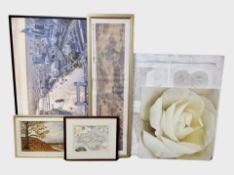 A group of contemporary prints, wall canvases,