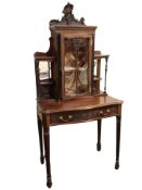 A late Victorian mahogany side table with glazed cabinet above,