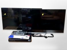 Two Panasonic 32 inch LCD TV's with leads and remotes together with a freeview box