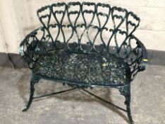 A cast painted aluminium garden bench,