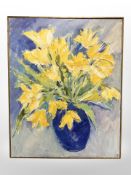 Danish school : Still life with flowers in a vase, oil on canvas, 80cm x 100cm.