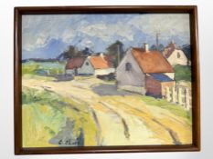 Danish school : Buildings by a coast, oil on canvas, 56cm x 44cm, indistinctly signed.