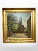 Danish school : Study of a church, oil on canvas, 39cm x 41cm.