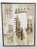 Danish school : Abstract oil on canvas, 60cm x 80cm.