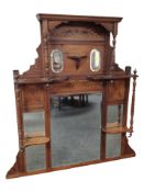 A Victorian mahogany overmantel mirror,
