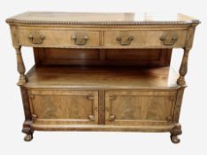 A late 19th century carved mahogany dumb waiter by Sopwith & Co, Newcastle upon Tyne,