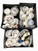 Three crates of assorted tea and dinner wares including Royal Stafford, Royal Doulton.