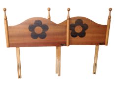 A pair of Mary Quant inlaid teak 3' headboards