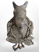 A cast-metal horse head door knocker, height 26cm.