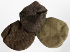 Three tweed flat caps.
