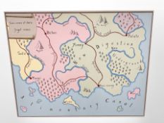 A fantasy map of the alimentary canal, oil on canvas, 200cm x 159cm.