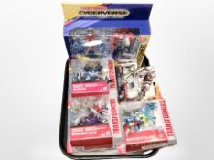 A group of Hasbro Transformers action figures.