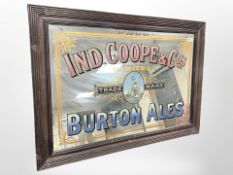 A vintage pub mirror 'Burton Ales', overall 92cm x 66cm.