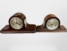 A group of mantel clocks,