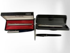 A group of Parker fountain pens,