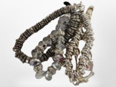 A Links of London-style charm bracelet, a further bracelet, and a Franz Loissica crystal bracelet.