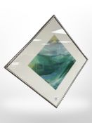 A continental print on fabric, 35.5cm square.