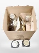 A quantity of glass kitchen storage jars.