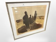 After Johannes Hofmeister, colour print depicting figures, 61cm x 51cm.