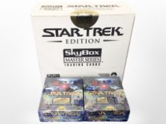 Ten packs of Sky Box Master Series Star Trek trading card sets, each sealed.