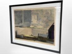 Danish colour print depicting a river estuary, indistinctly signed, 57cm x 43cm.