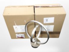 Two Happy Homewares modern LED ceiling light fittings in satin nickel, both boxed.