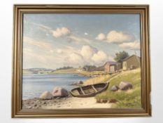 K Drews : Coast at low tide, oil on canvas, 49cm x 39cm.