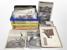 A crate of pictures, prints and cuttings, some relating to the North East and Cumbria,