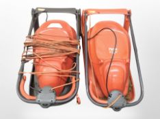 Two Flymo electric garden mowers