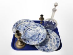 A pair of 19th-century Wedgwood blue and white transfer-printed plates, diameter 25cm,