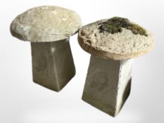 Two concrete garden staddle stones,