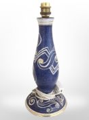 A Maling crackle glazed earthenware lamp base,