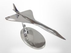 A cast-aluminium model of Concorde, length 42cm.