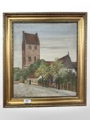 Danish school : Study of a church, oil on canvas, 35cm x 41cm.