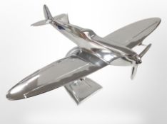 A cast-aluminium spitfire, length 30cm.