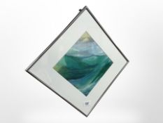 A continental print on fabric, 35.5cm square.