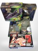 Five Kenner and Hasbro Star Wars figures, boxed.