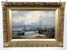 J T Godfrey (British, 19th Century) : Low Tide, Scarborough, oil on canvas, 60cm x 40cm,