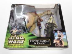 A Hasbro Star Wars Power of the Jedi figure, Captain Tarpals and Kaadu, boxed.