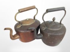 Two Victorian copper kettles.