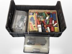 A quantity of boxed and un-boxed die cast cars, Chad Valley remote control car in original box,