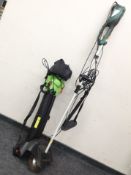 An electric pole brush and a leaf blower