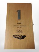 Two bottles of Uno Cabernet Sauvignon Malbec 2016 and 2017, each 75cl, in presentation box.